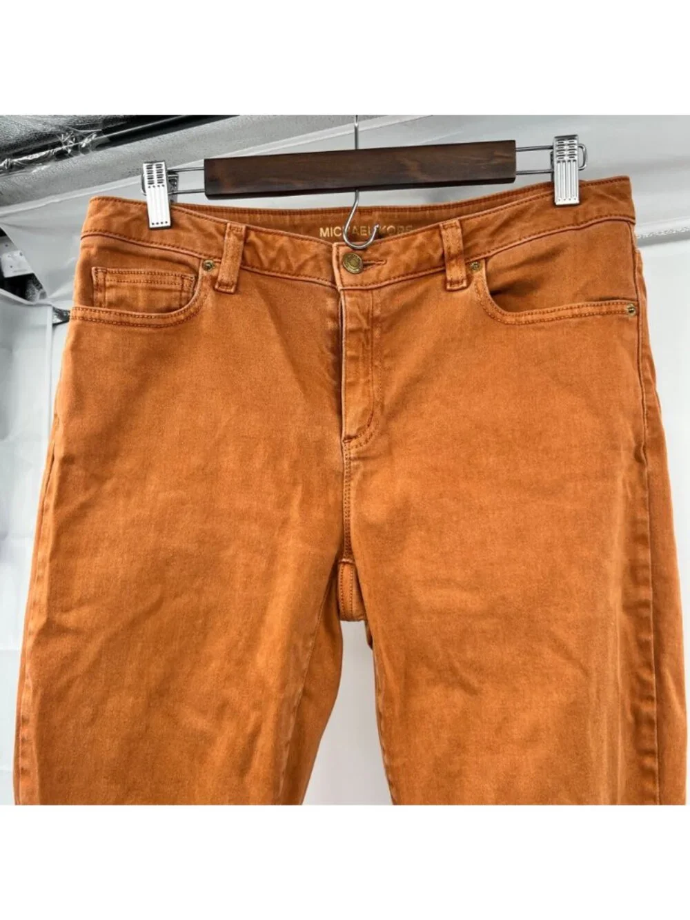 Michael Kors Izzy Skinny Jeans Mid Rise Orange Womens Size 10